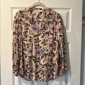 LOFT Floral Blouse - Pink, Black, and Red